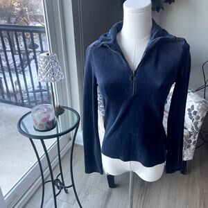 Old Navy NWT Vintage Blue Velour 1/2 Zip Pullover Sz S